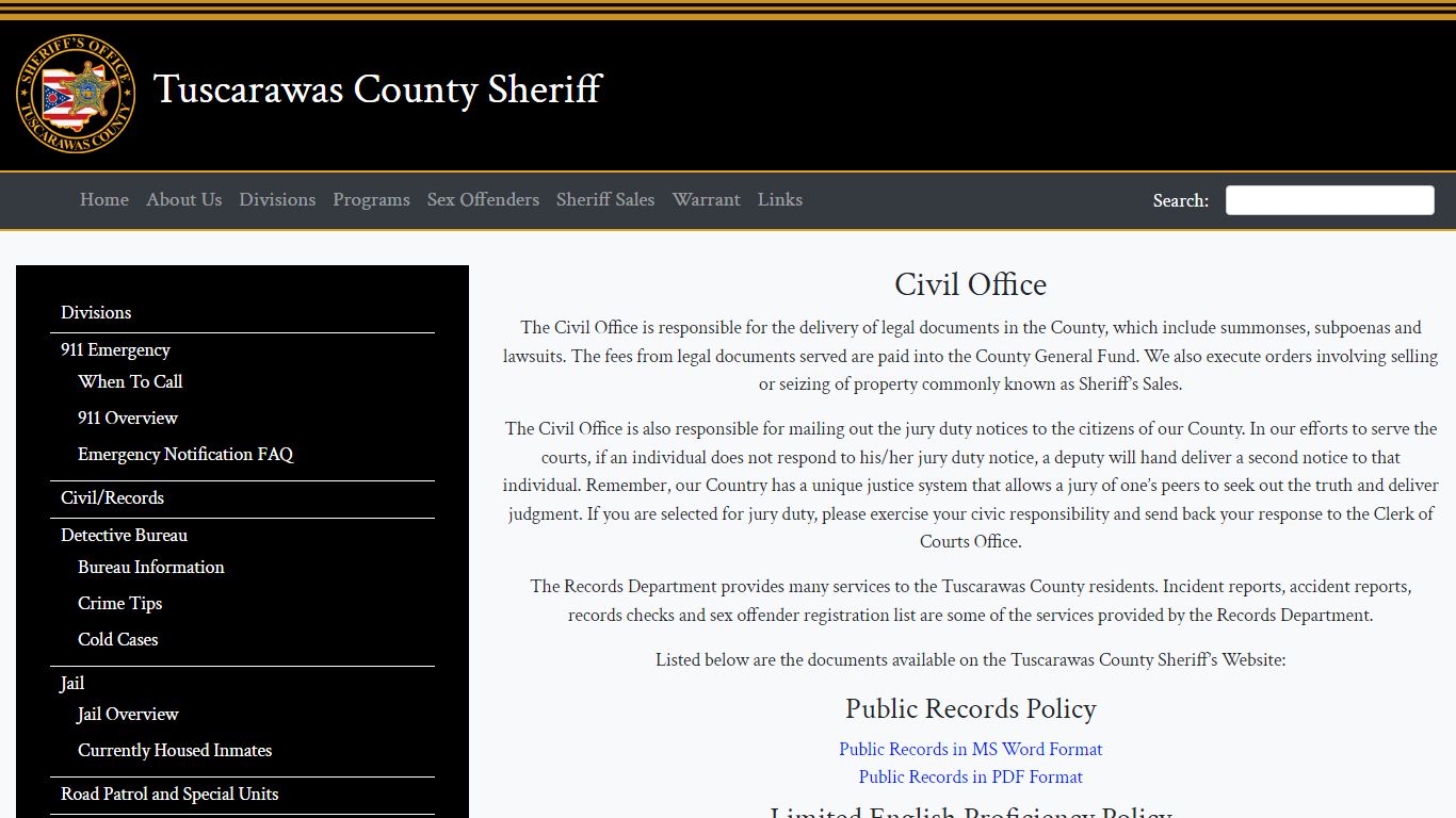 Civil/Records – Tuscarawas County Sheriff