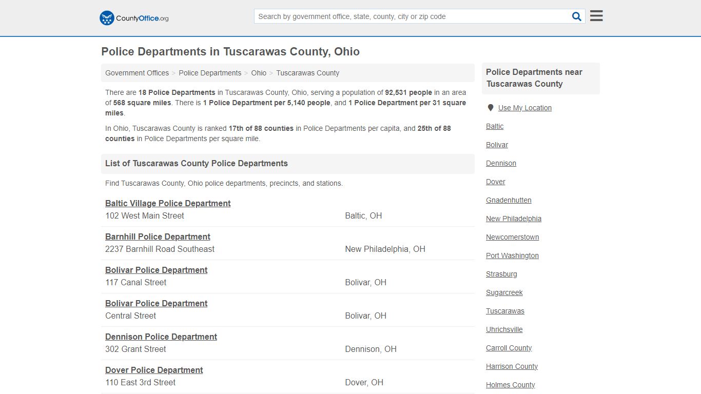 Police Departments - Tuscarawas County, OH (Arrest Records & Police Logs)