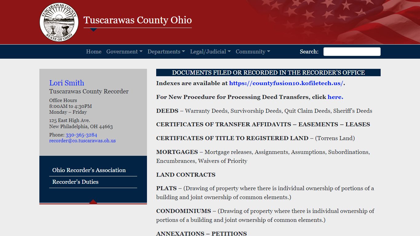 Recorder – Tuscarawas County Ohio